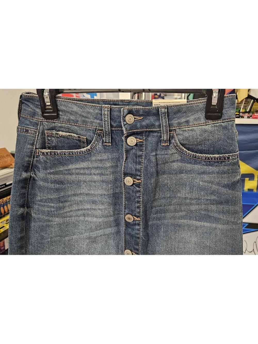So Knee Length Button Front Denim Jean Skirt Size 7